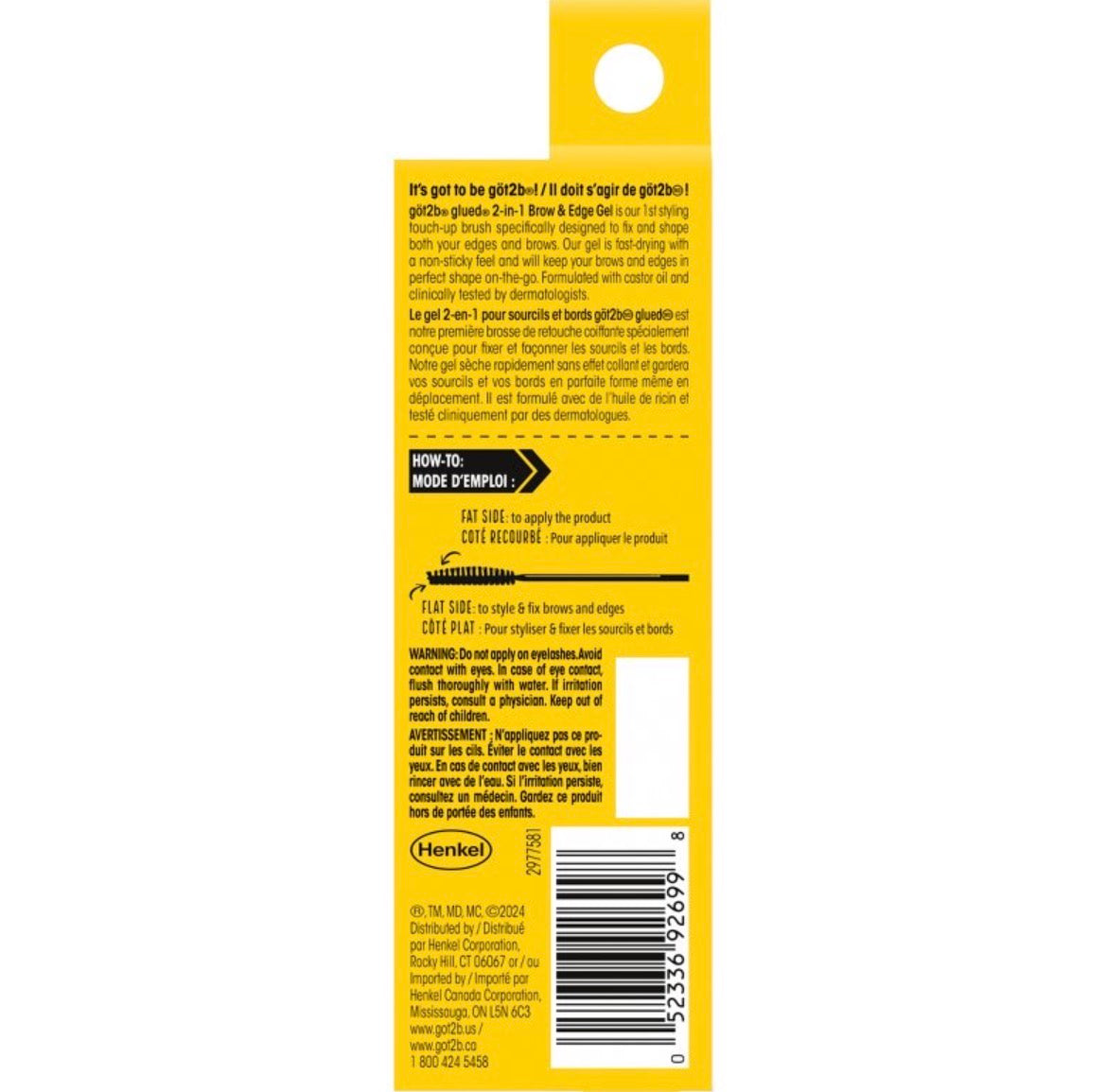 Got2be Yellow label with text and a barcode on a white background