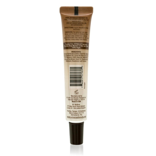 Back view of a cosmetic tube with text and a barcode on a white background