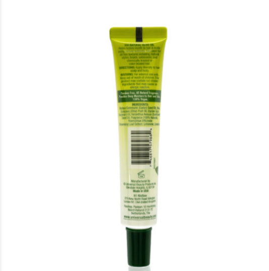 Green tube with text and a barcode on a white background