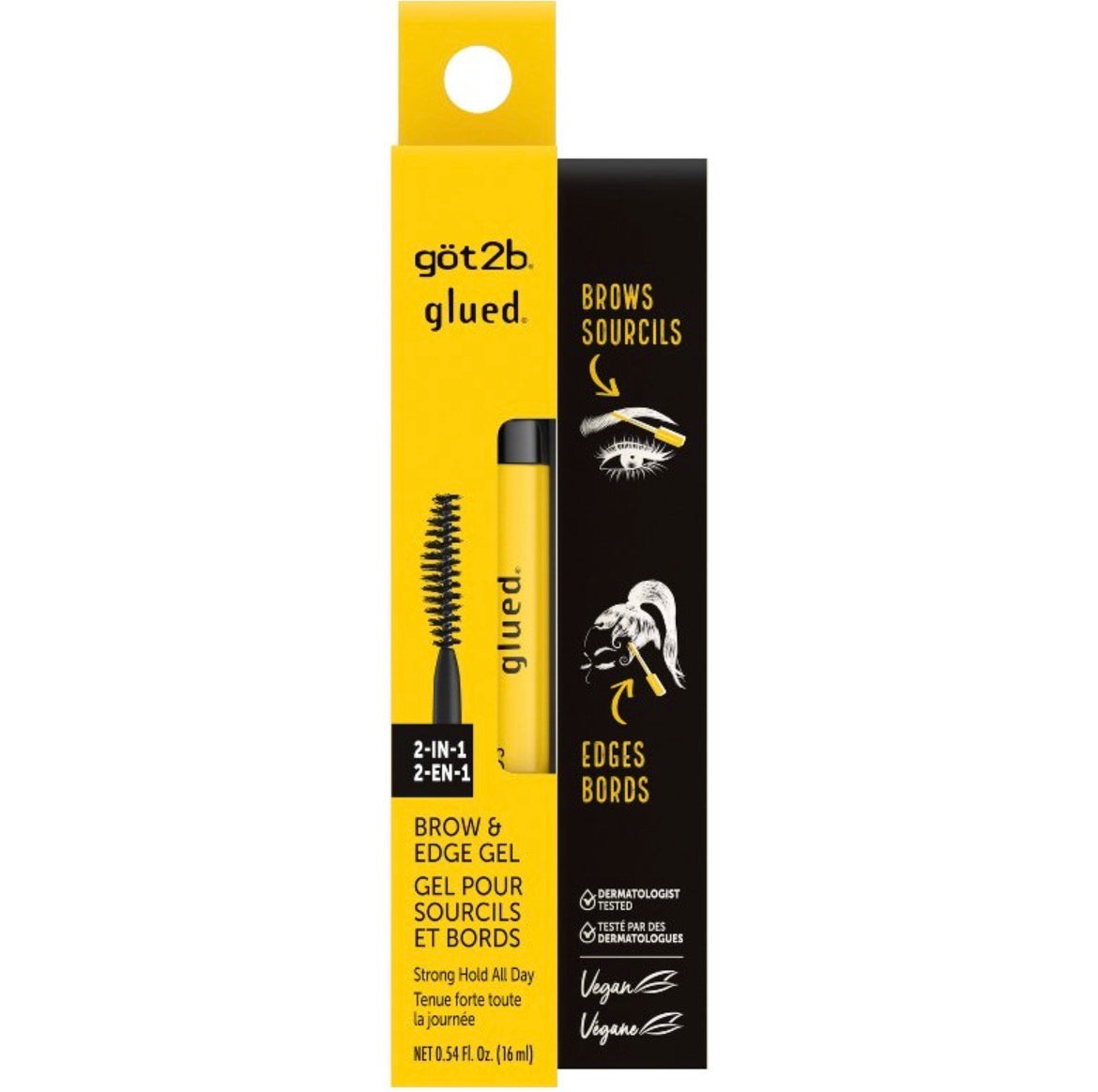 got2b brow gel packaging with yellow and black design