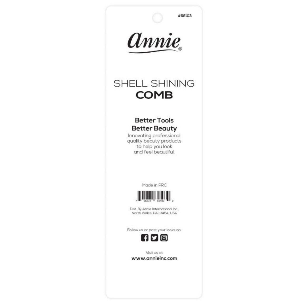 Annie shell shining comb packaging on a white background
