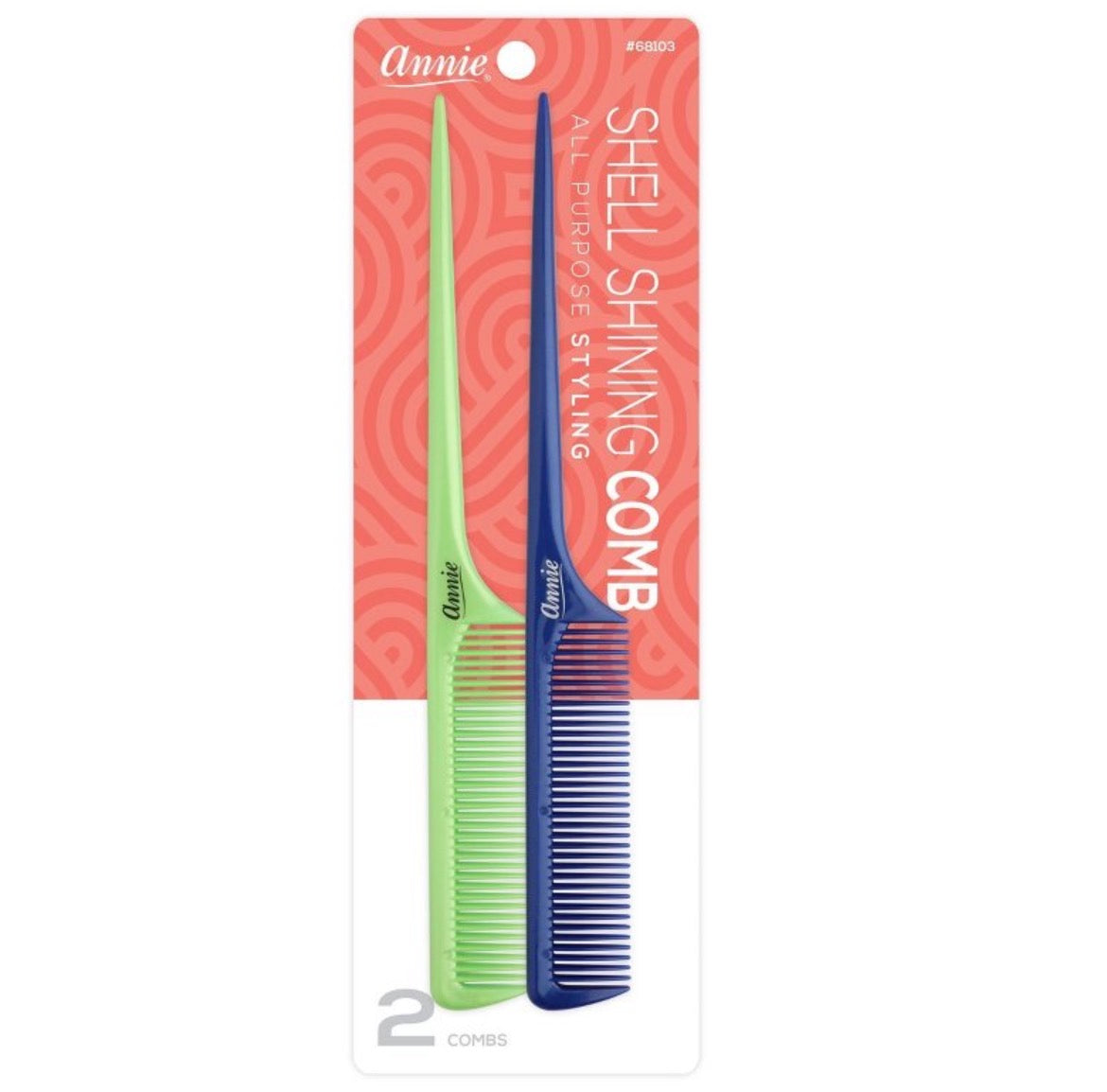 Two combs in packaging with 'Annie' branding on a white background