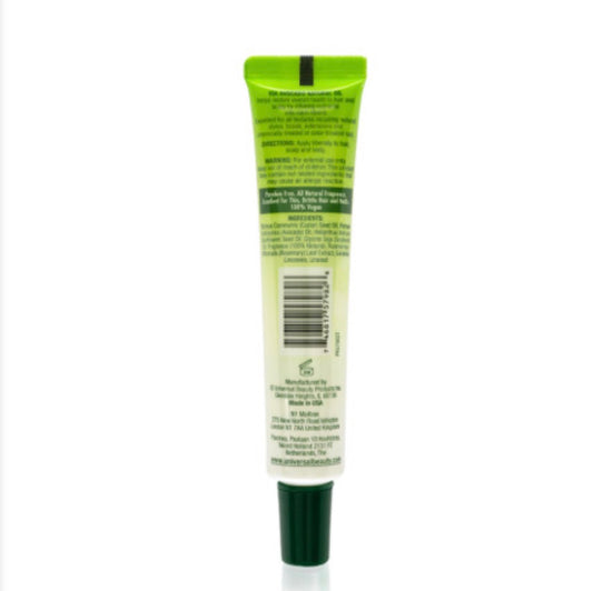 Green tube of cream with label on a white background