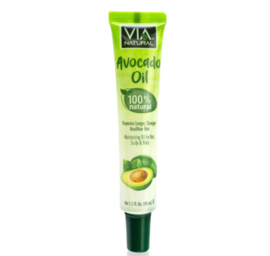 Tube of Via Natural Avocado Oil on a white background