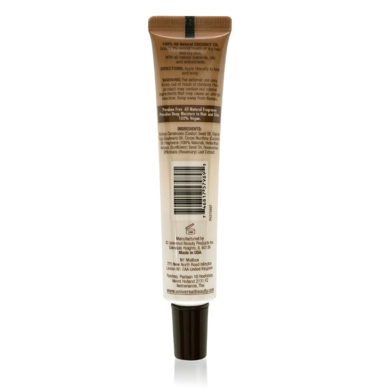 Back view of a cosmetic tube with text and a barcode on a white background