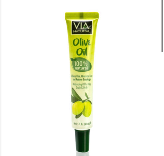 Tube of Via Natural Olive Oil on a white background