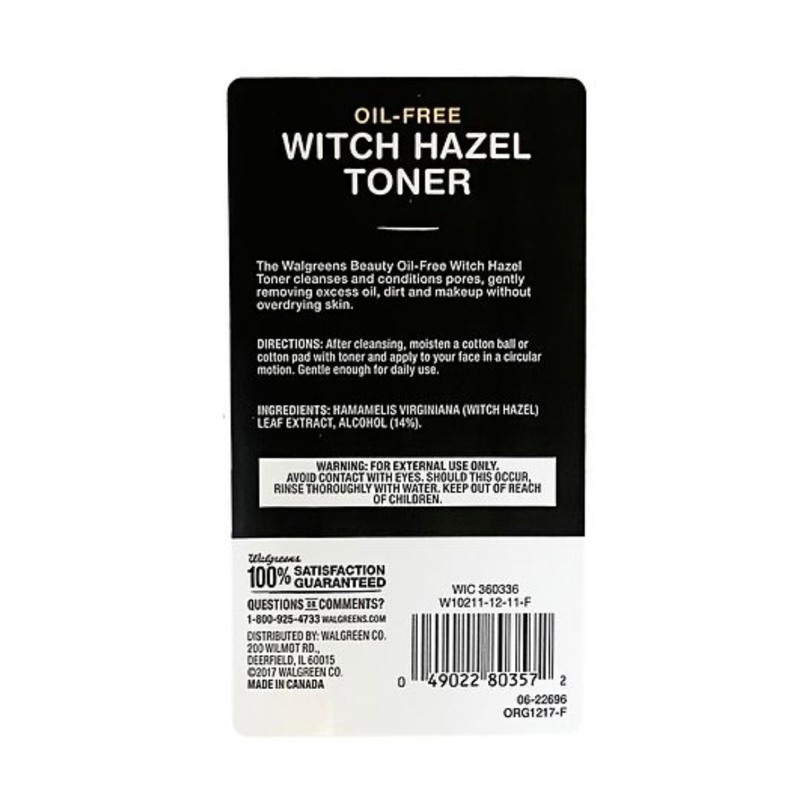 Walgreens Beauty Witch Hazel Face Toner, a gentle solution for fresh skin, removing oil and makeup without dryness.