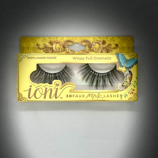 Discover Ioni 3D Faux Mink Lashes with a lightweight, flexible band. Handmade and reusable, they offer the perfect dramatic wispy look.
